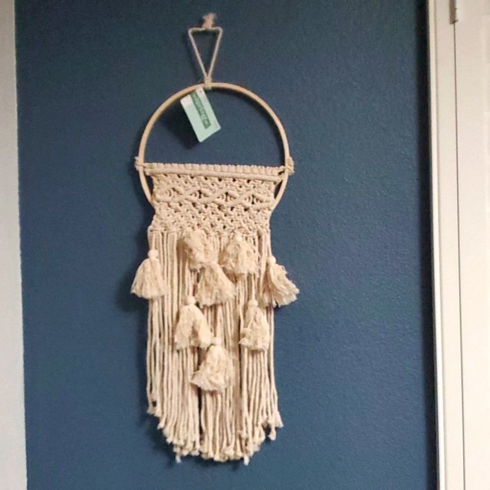 Macrame Hoop Pocket Boho Wall Hanger
